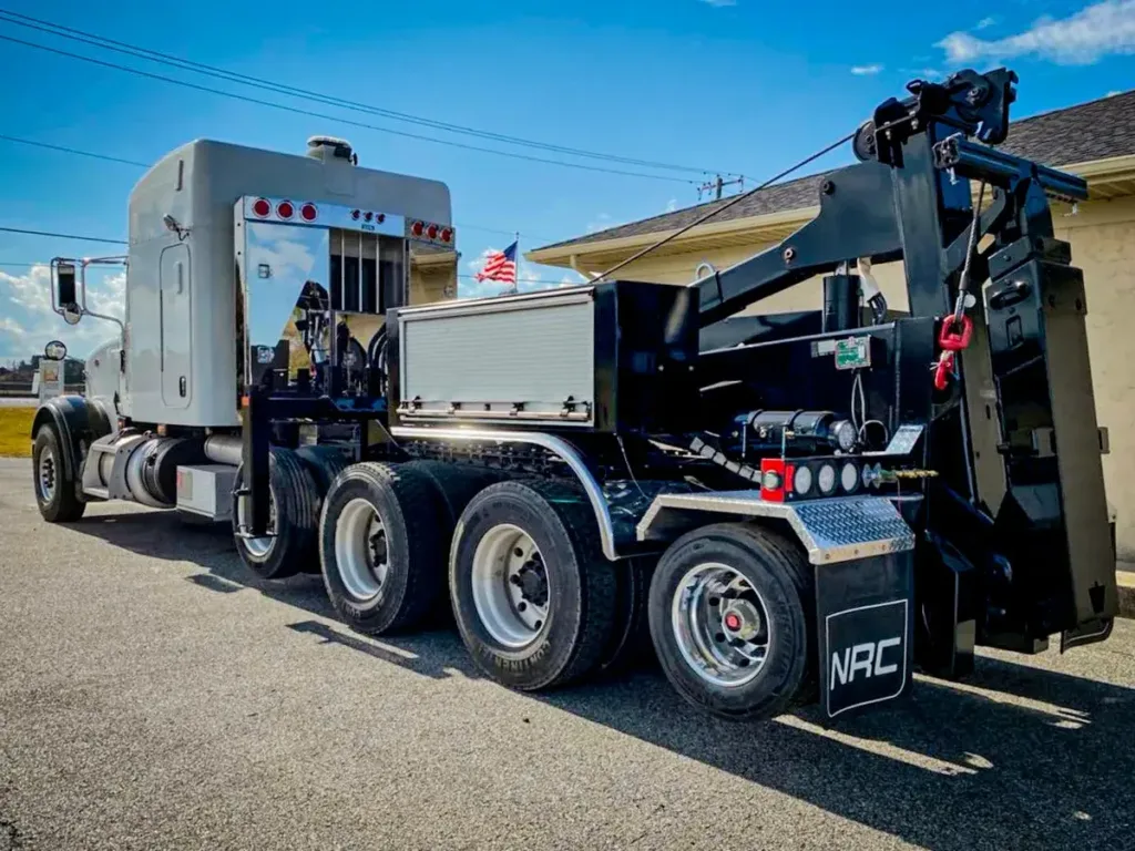 Angled Face Stainless Steel Enclosed Headache Rack on a Semi Truck