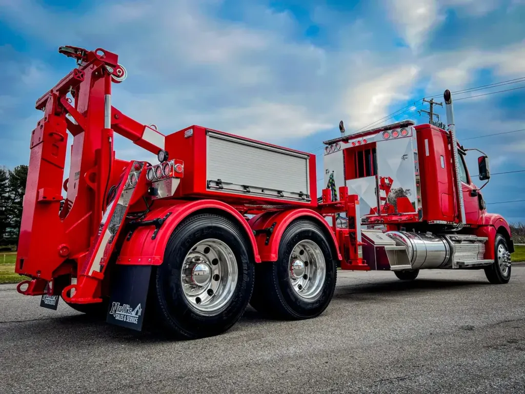 Angled Face Stainless Steel Enclosed Headache Rack on a Semi Truck