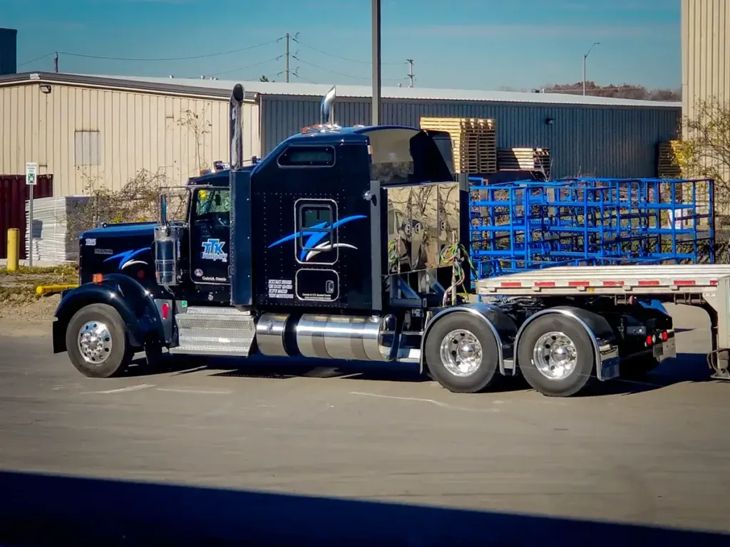 Stainless Steel Enclosed Headache Rack on a Semi Truck