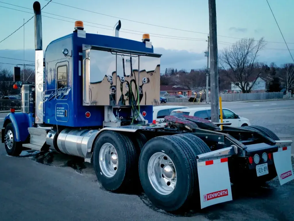 Stainless Steel Enclosed Headache Rack on a Semi Truck