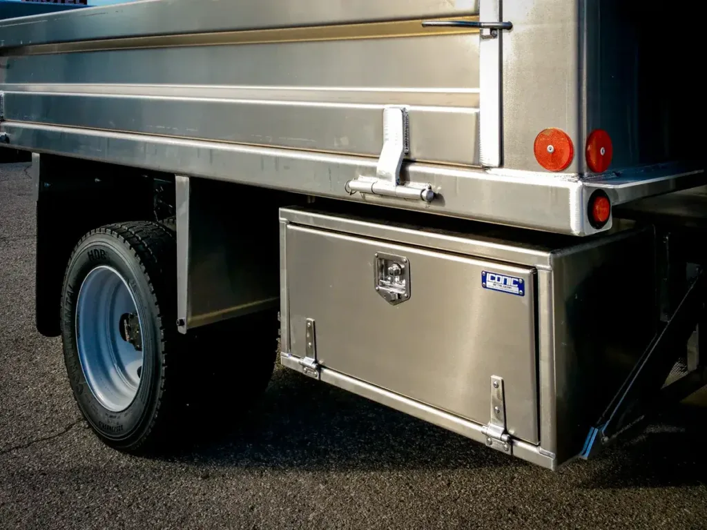 Drop-Down Door T-Handle Underbody Toolbox Installed on a Truck